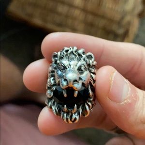 Gucci Lion Head Ring With Crystal